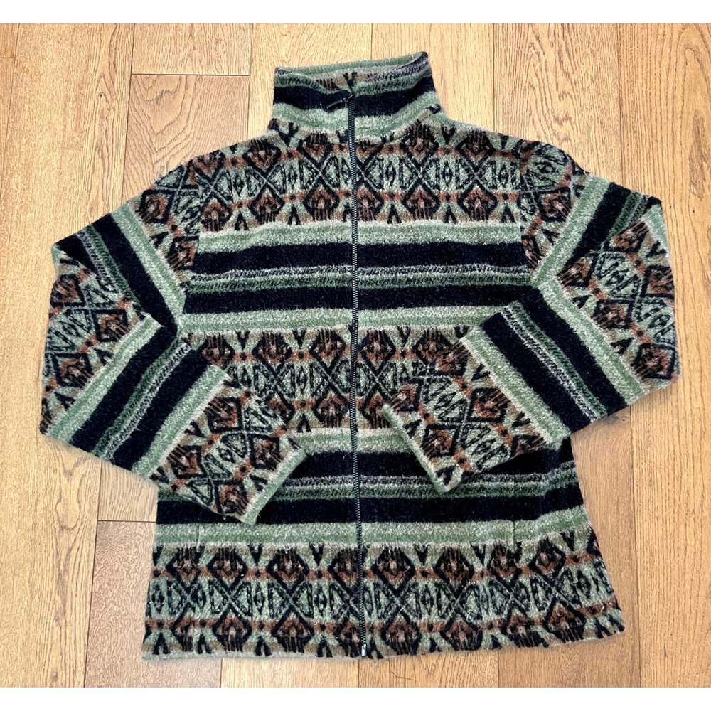 VTG Bear Ridge Outfitters Aztec Fleece Jacket XL Wool Blend USA Made Gorpcore